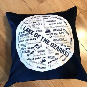 Summer Lake House Pillow Cover, 18x18: Lake of the Ozarks Marinas & Landmarks